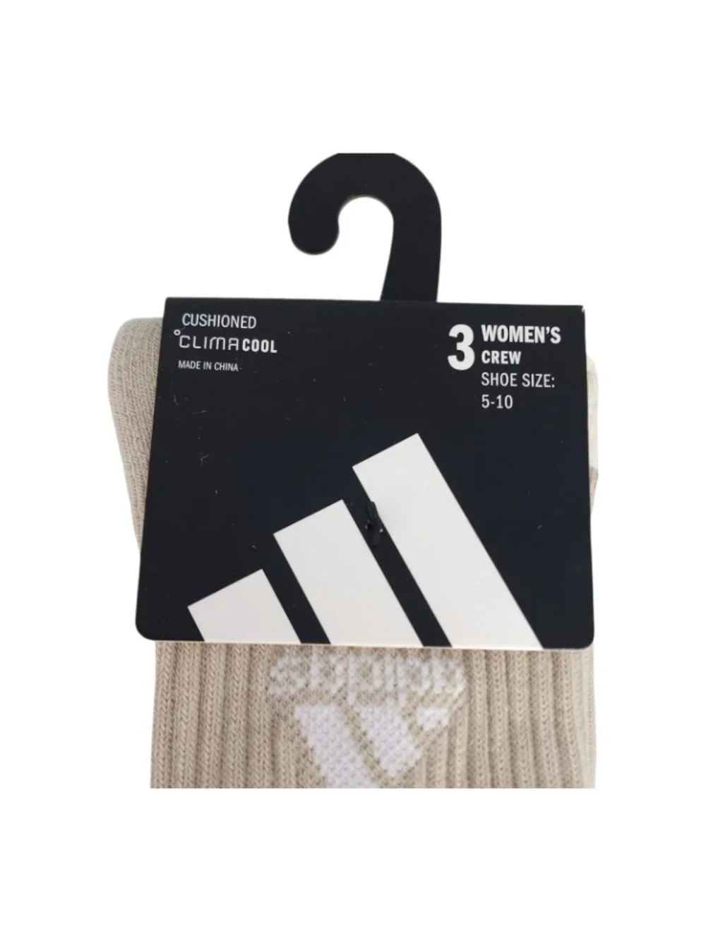 Adidas Womens ClimaCool Crew Socks 3 Pack Beige White Shoe Cushioned Breathable